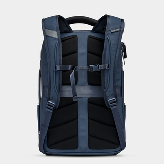 Nomatic Travel Pack 14L navy rear view showing shoulder straps