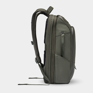 Nomatic Travel Pack 14L olive side view showing slim profile